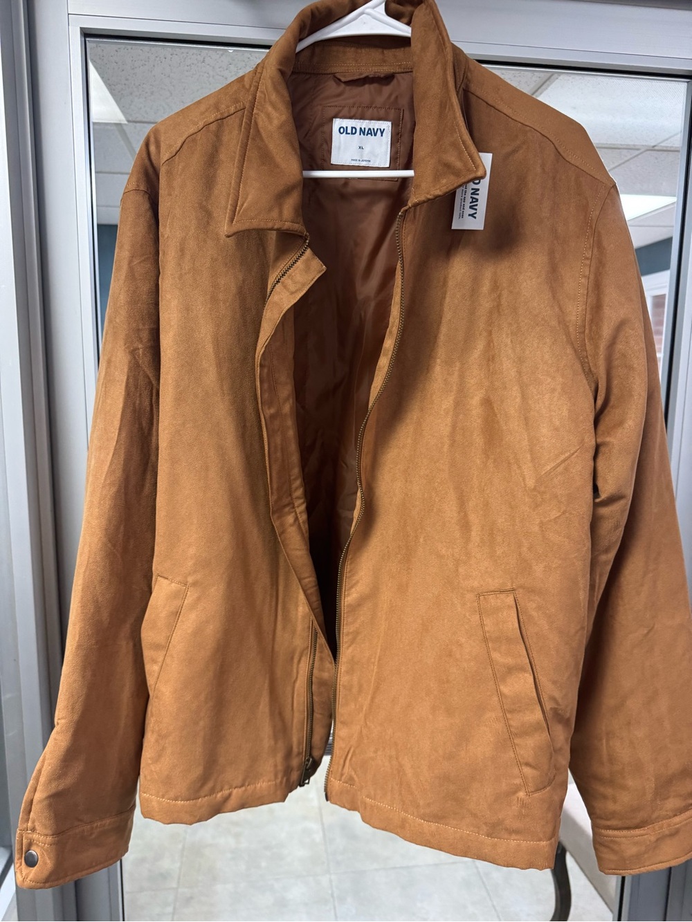 Old Navy Men's Cognac Brown Suede-Look Jacket